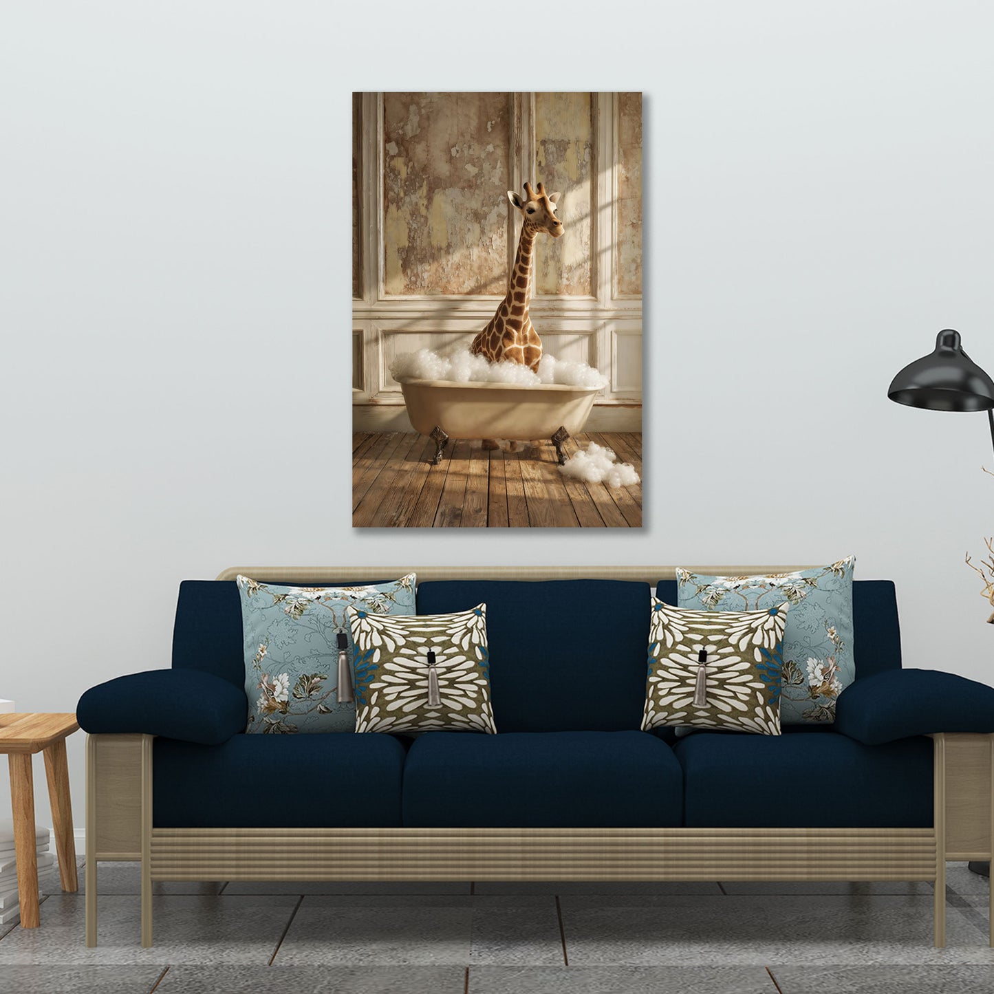 Giraffa vasca da bagno schiuma bagno vintage divertente quadro