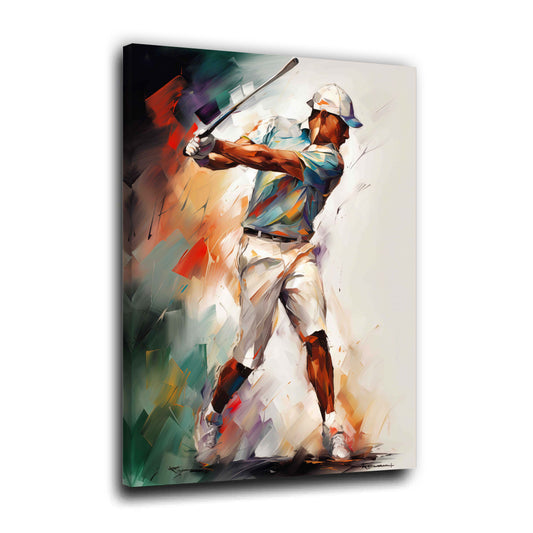 Golfista colpo di partenza sport dinamico pittura astratta quadro