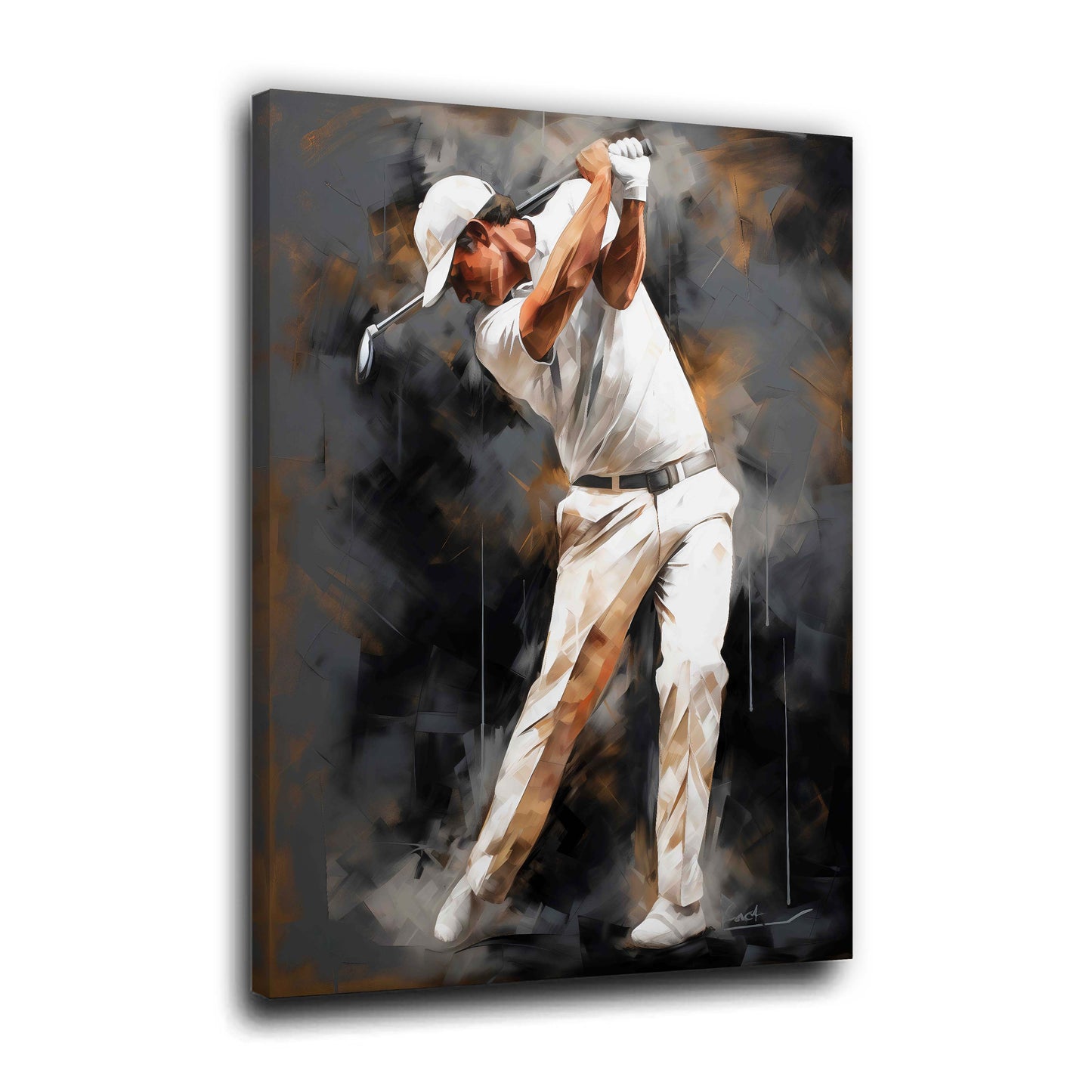 Golfista colpo di swing arte sportiva astratta quadro