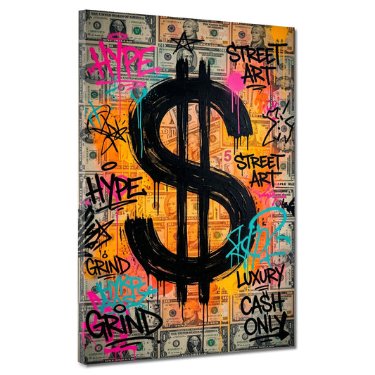 Graffiti street art dollari lusso motivazione quadro