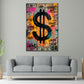 Graffiti street art dollari quadro in soggiorno