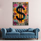 Graffiti street art dollari quadro ambientato