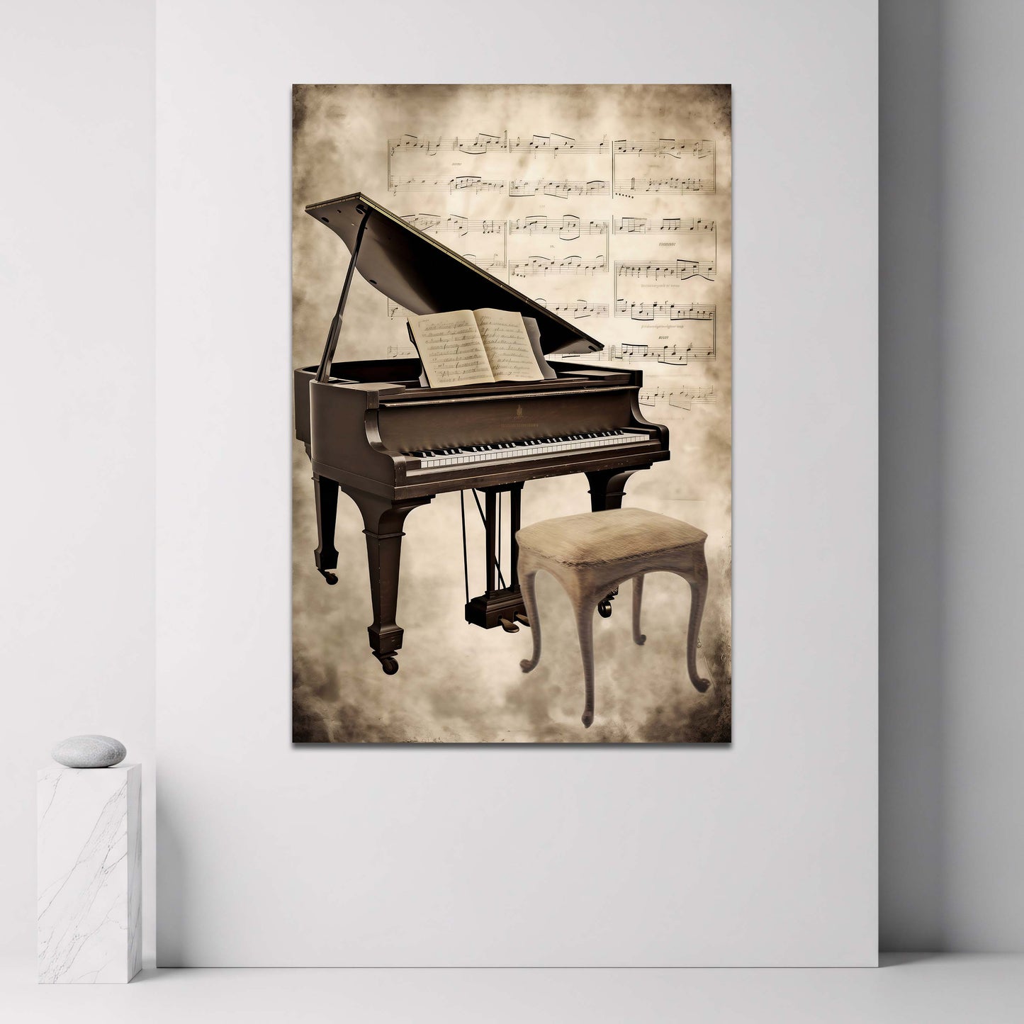 Gran coda classico e spartiti musicali stile antico quadro