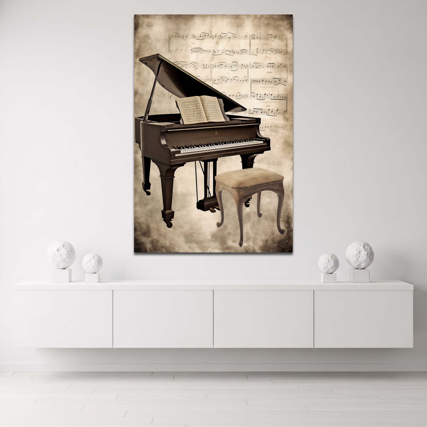 Gran coda classico e spartiti musicali stile antico quadro