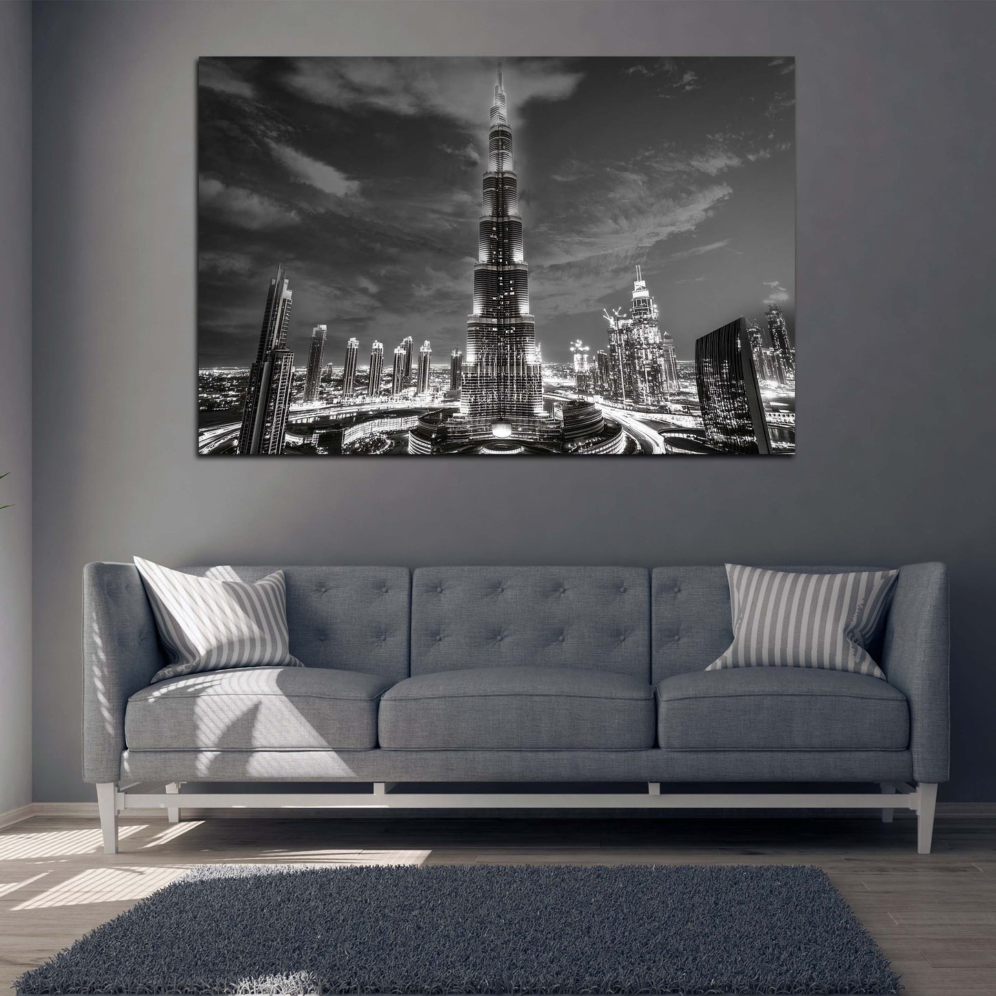 Grattacielo burj khalifa dubai notturna in bianco e nero quadro