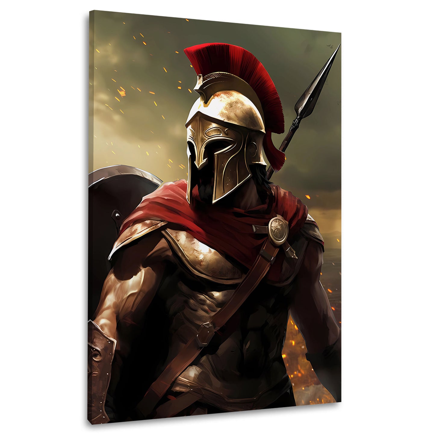Guerriero spartano elmo lancia arte epica quadro