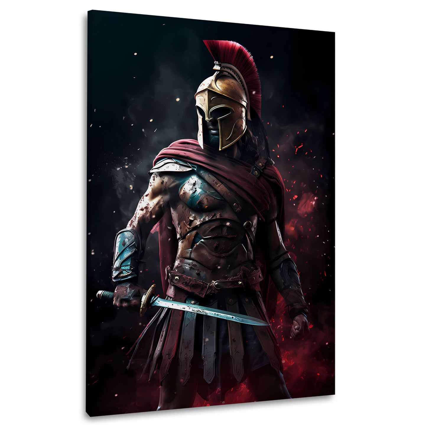 Guerriero spartano elmo spada battaglia epica quadro