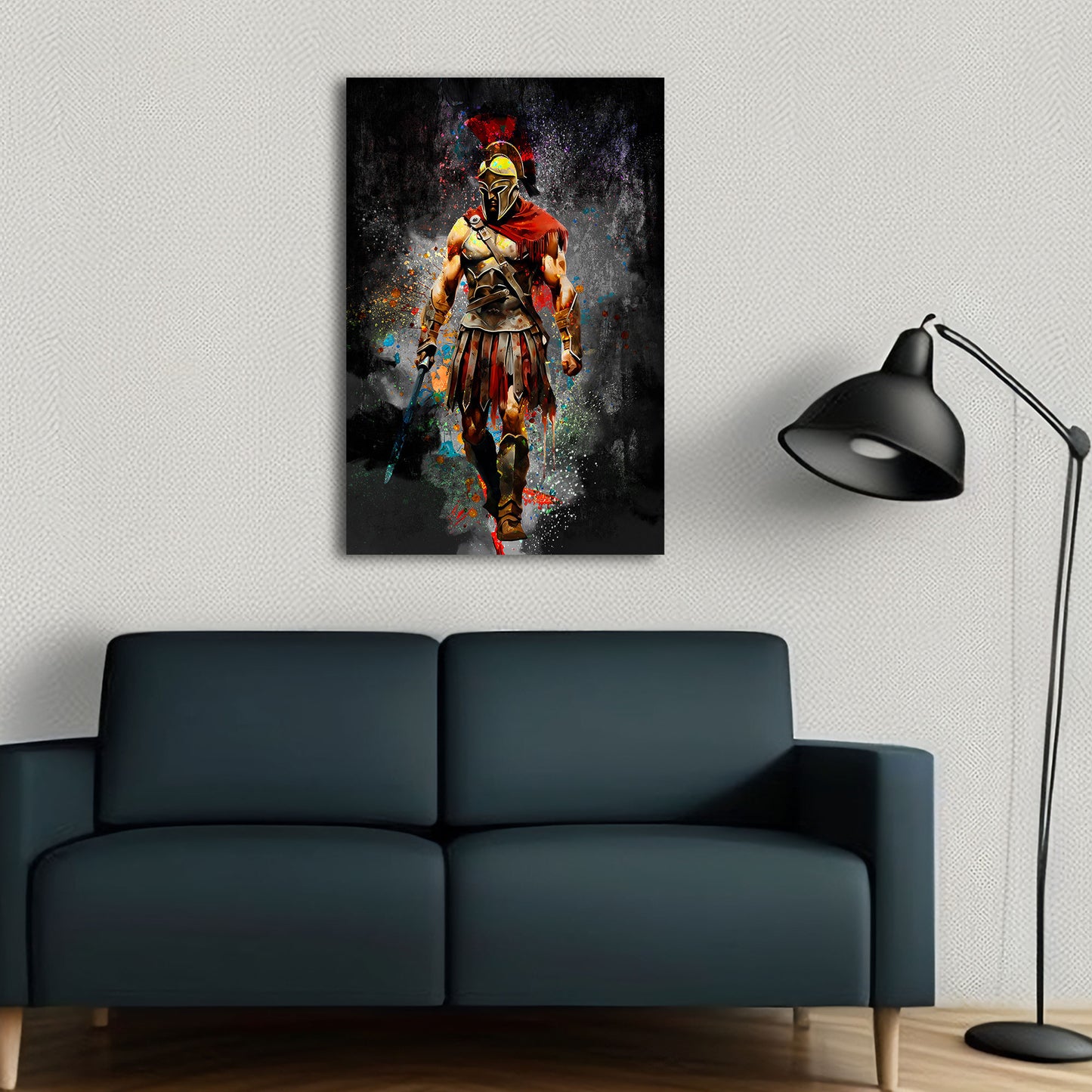 Guerriero spartano schizzi di colore arte fantasy quadro