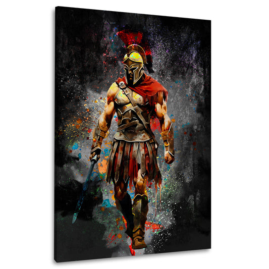 Guerriero spartano schizzi di colore arte fantasy quadro