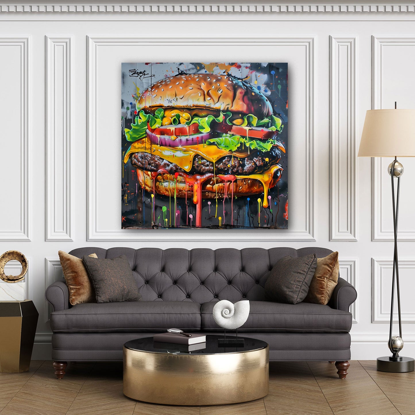 Hamburger colorato graffiti con colori brillanti quadro