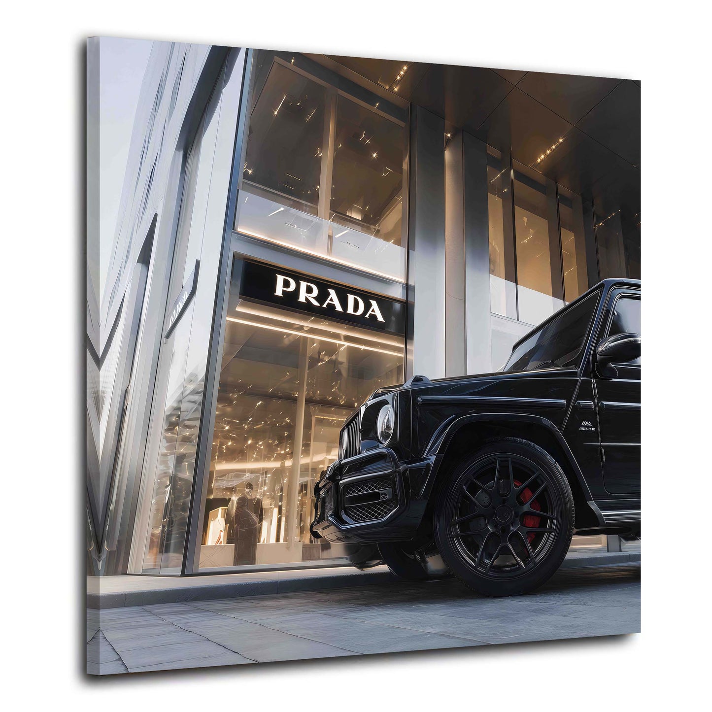 Il negozio moda e l'auto di lusso Classe G in un moderno quadro