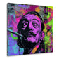 Il surrealista Dalí con pennello in viola e verde neon quadro