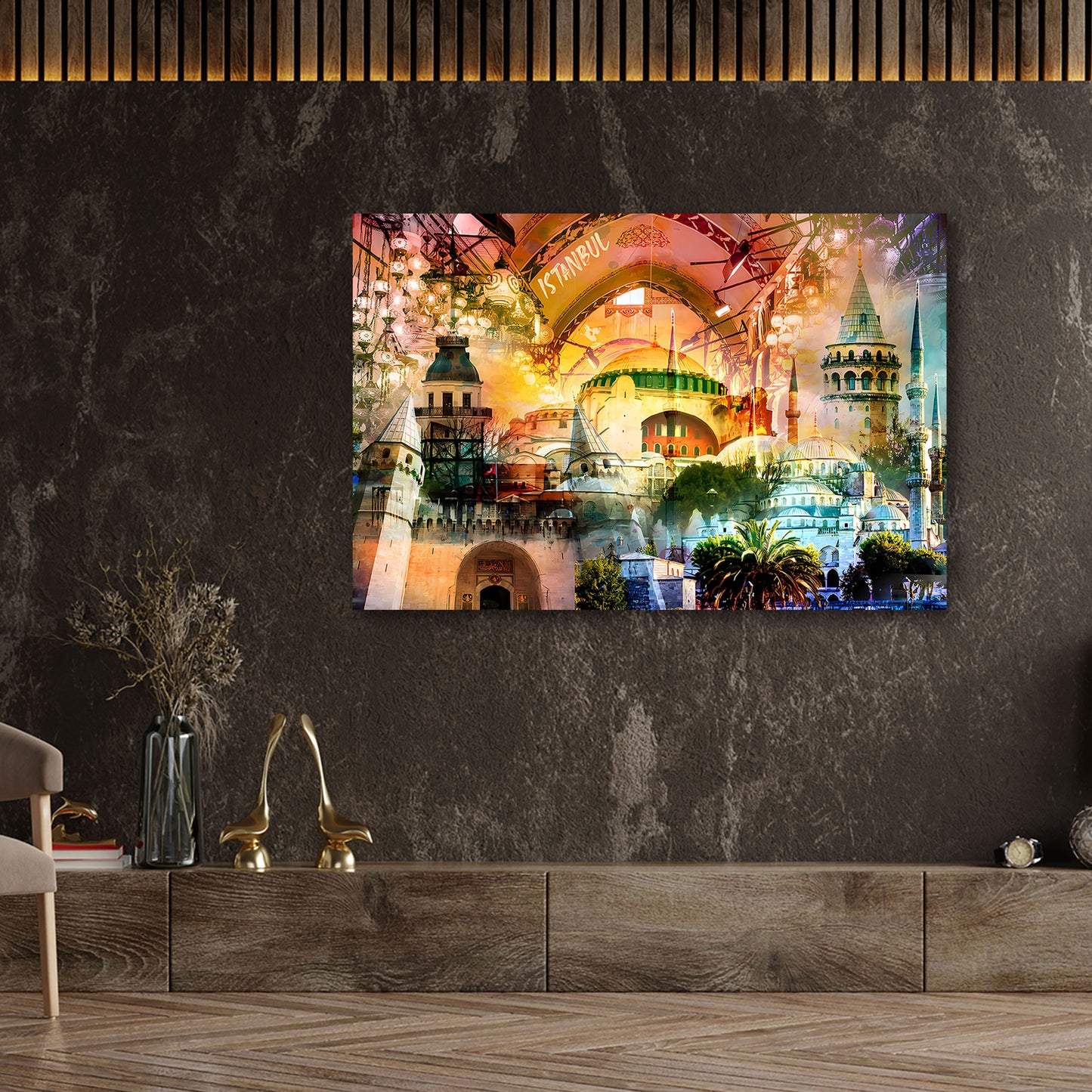 Istanbul arte pop moschee architettura colori orientali quadro