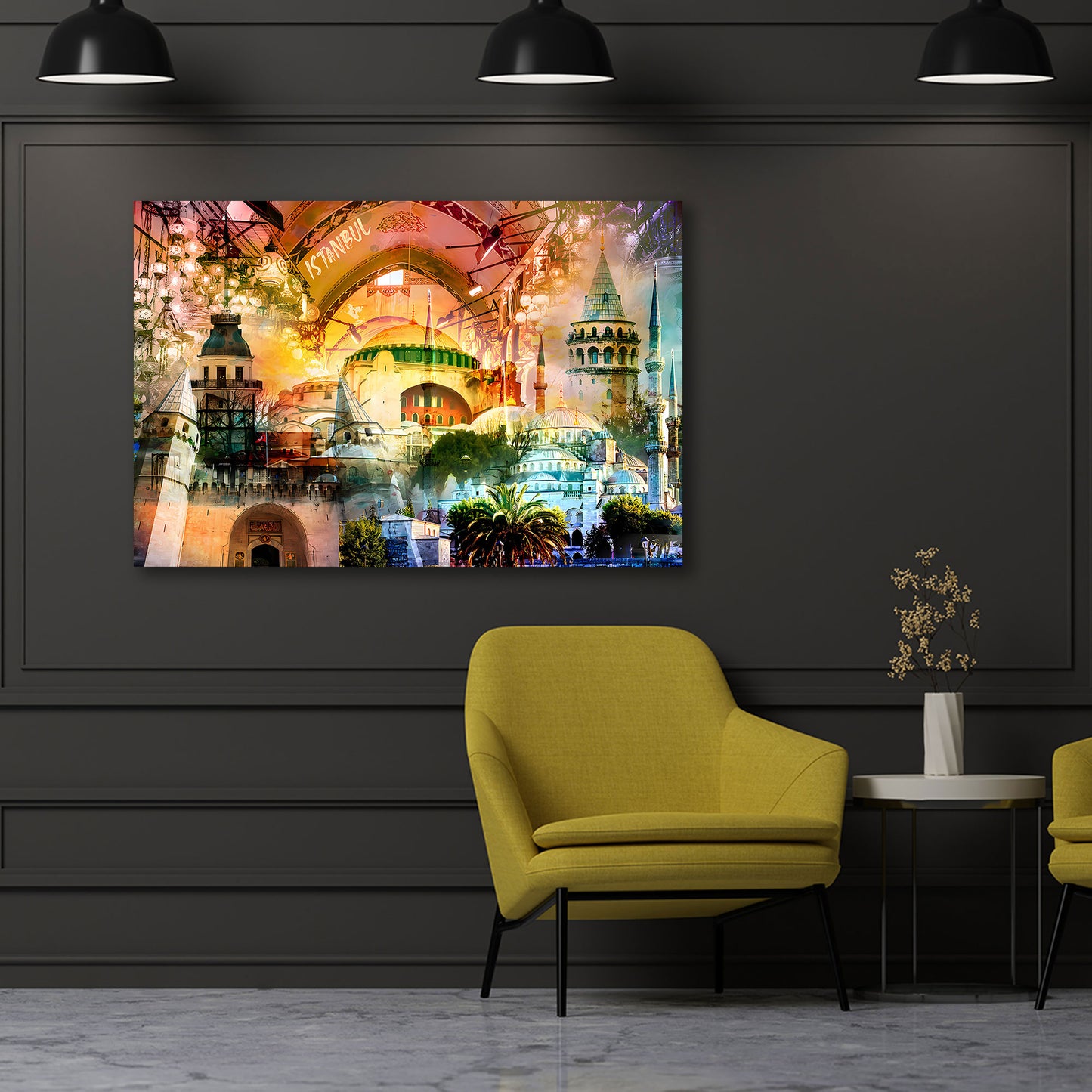 Istanbul arte pop moschee architettura colori orientali quadro