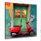 Italia vespa rossa muro colorato colosseo finestra quadro