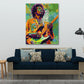 Jimi Hendrix espressivo graffiti dai toni vivaci quadro