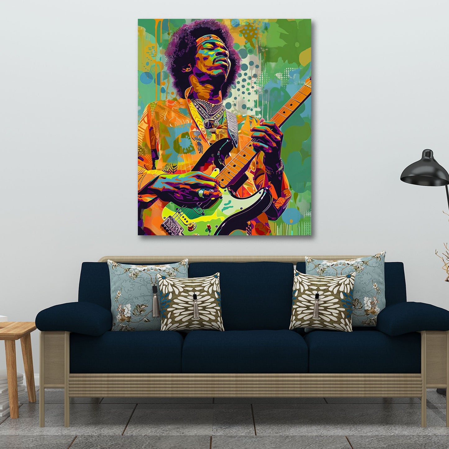 Jimi Hendrix espressivo graffiti dai toni vivaci quadro