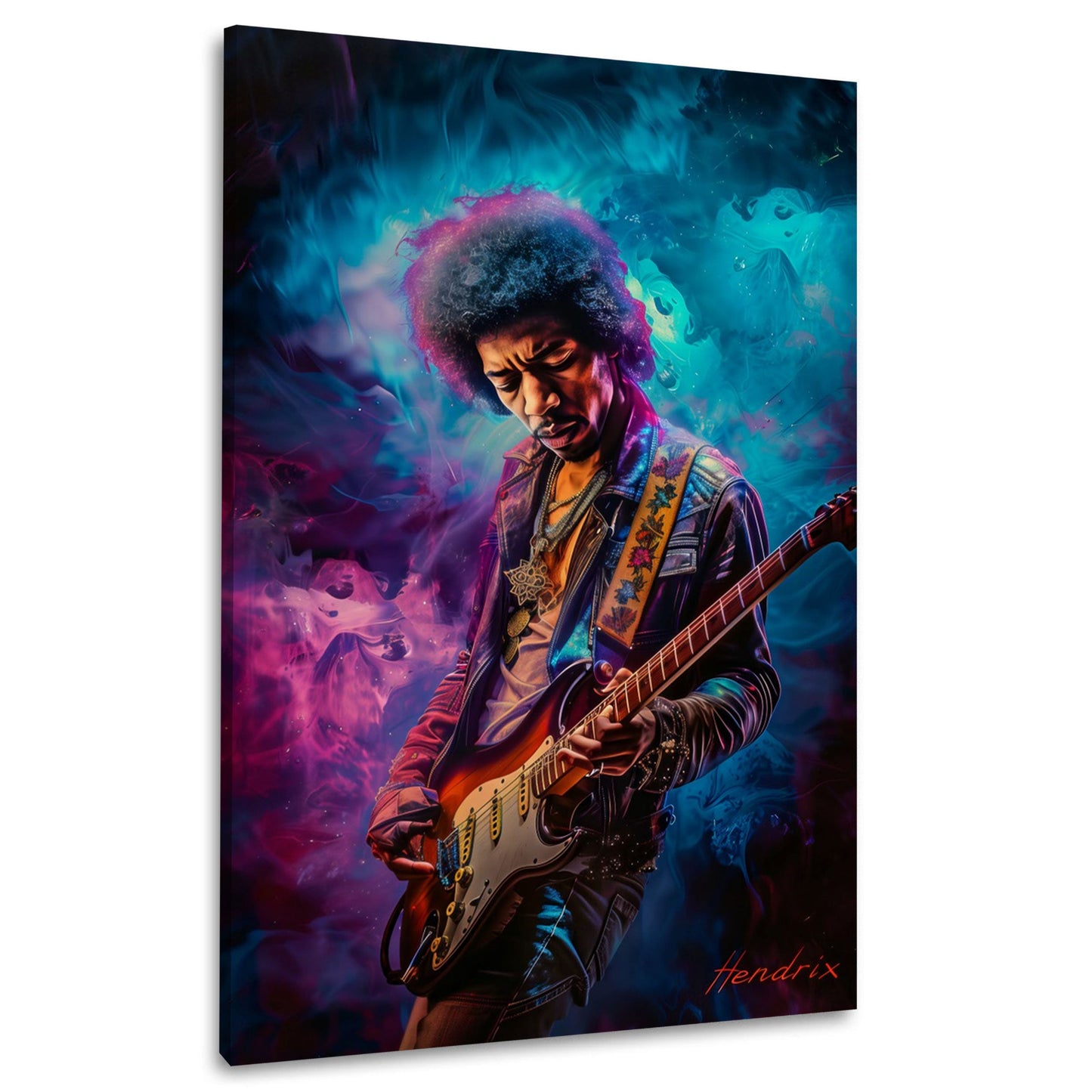 Jimi Hendrix leggenda rock colorato dai toni caldi quadro