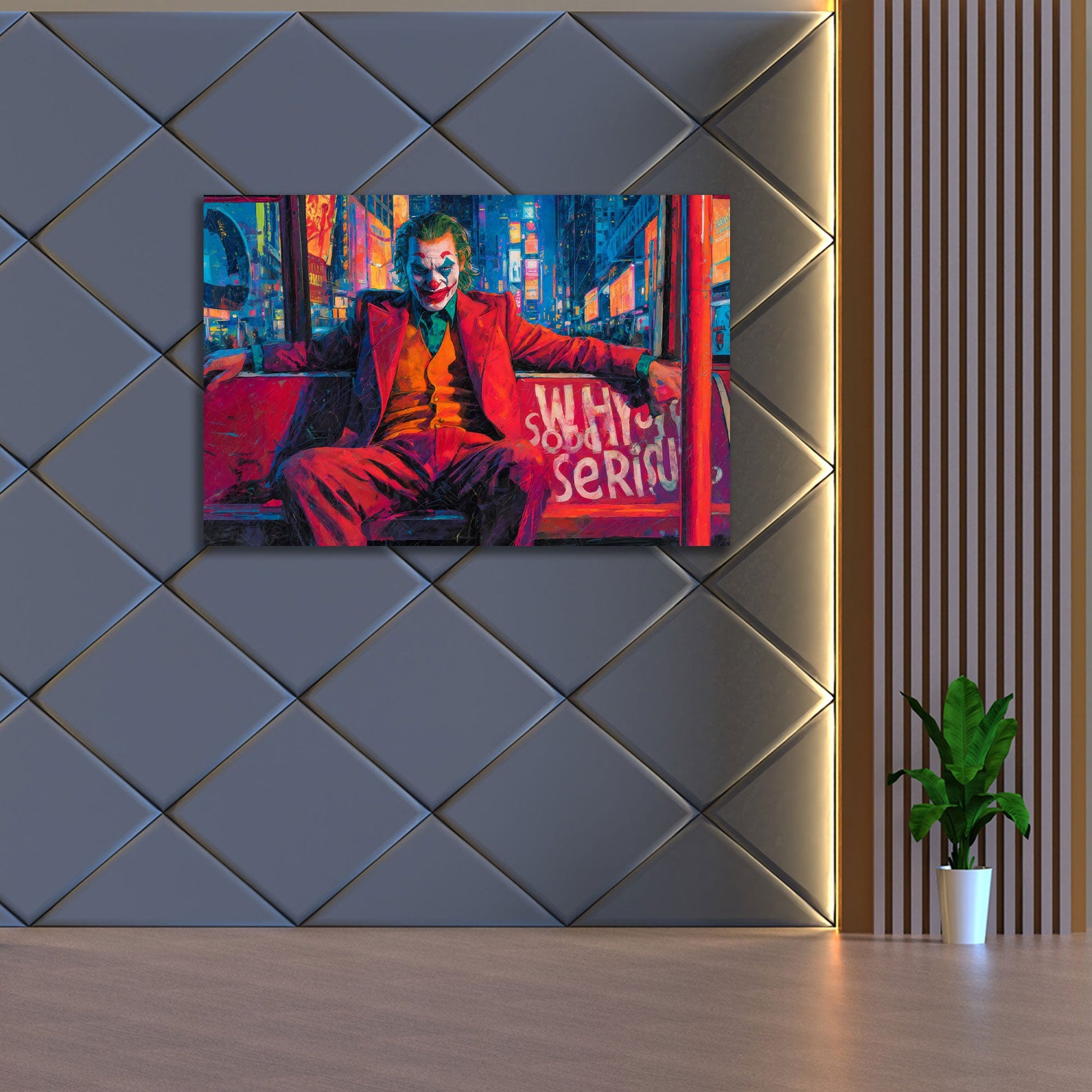 Joker con abito rosso nella vivace Pop Art quadro