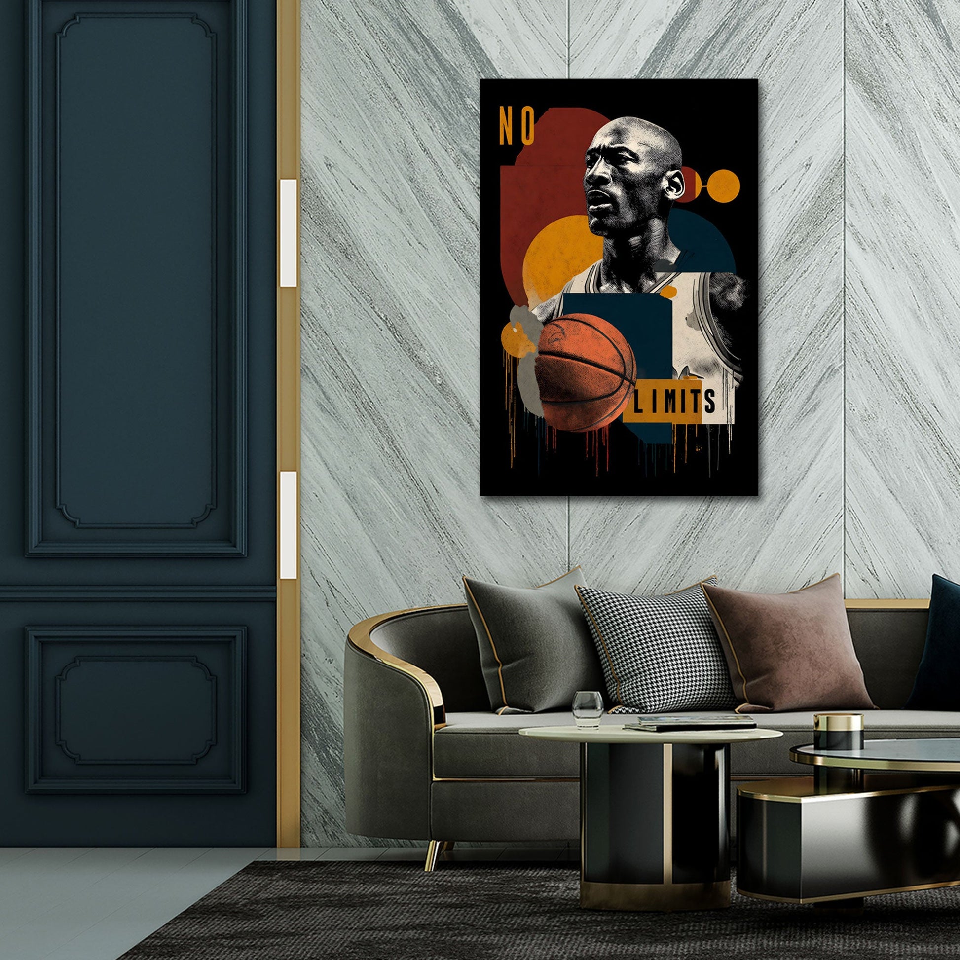 Jordan con pallone da basket e motivazione senza limiti quadro