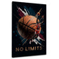 Jordan No Limits con pallone da basket e schiacciata quadro