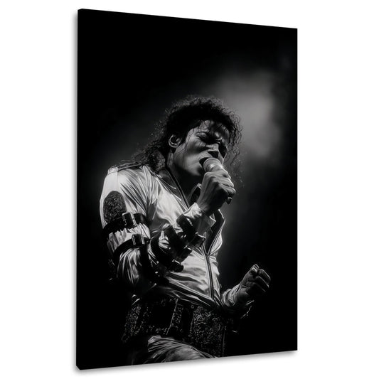 King of Pop dal vivo con fascio di luce in bianco e nero quadro