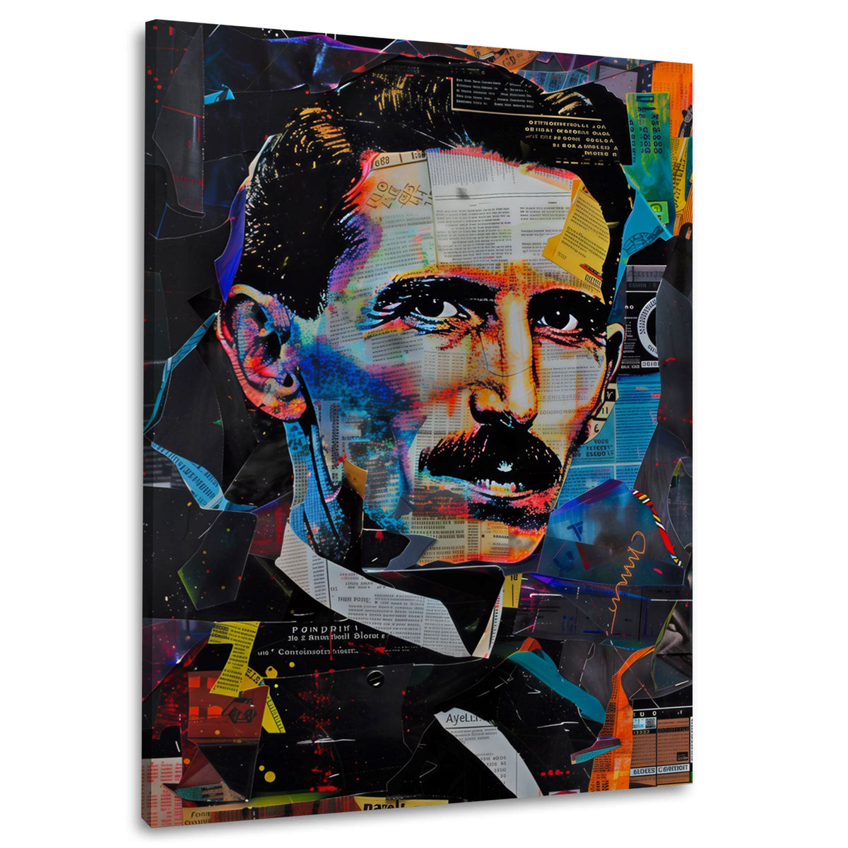 L'inventore Tesla in collage colorato in stile Pop Art quadro