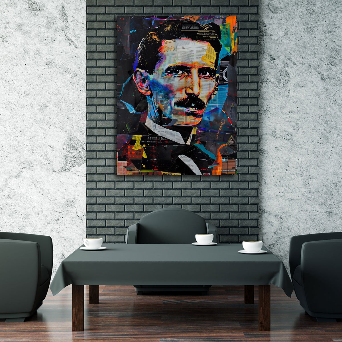 L'inventore Tesla in collage colorato in stile Pop Art quadro