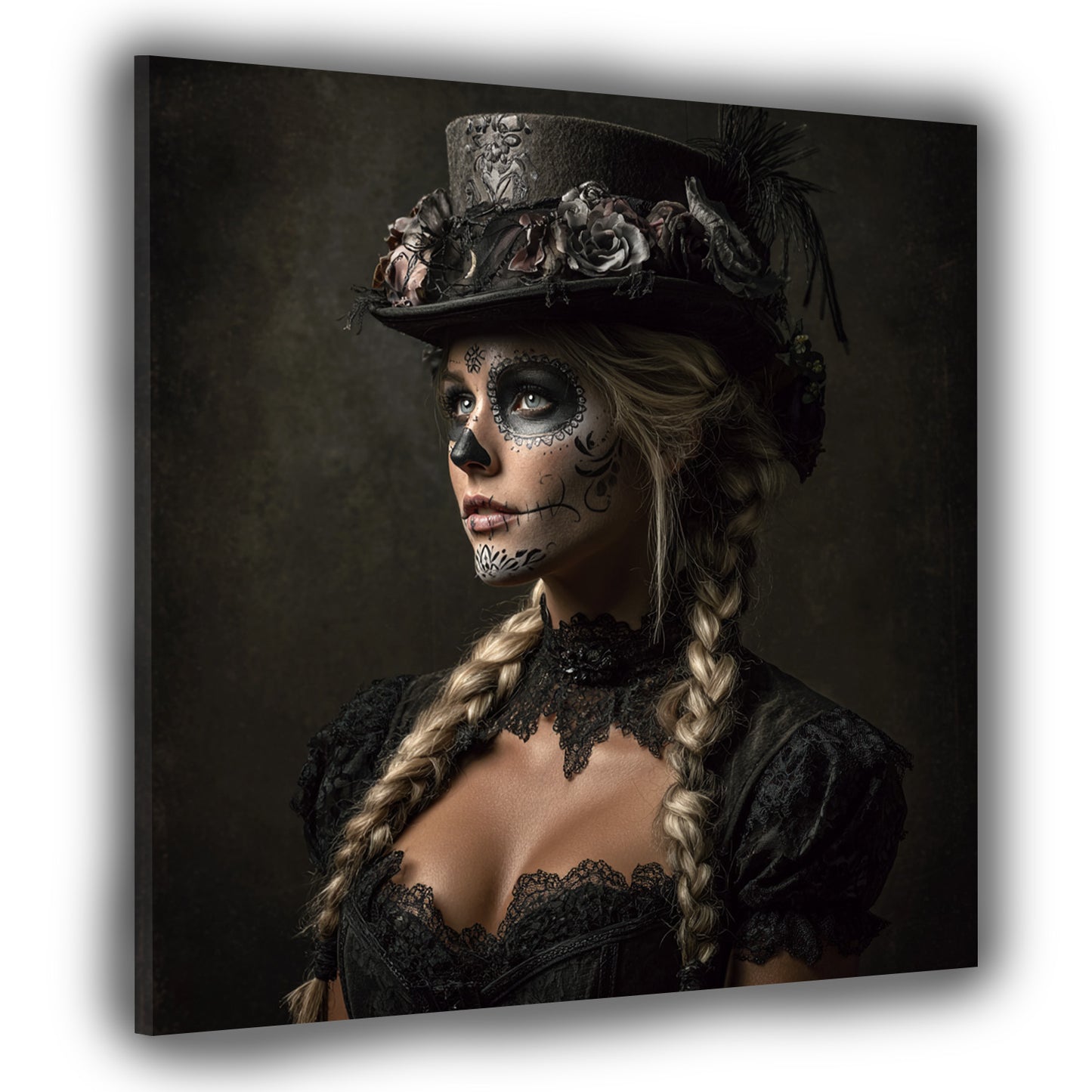 La Catrina donna gotica trucco teschio arte dark quadro