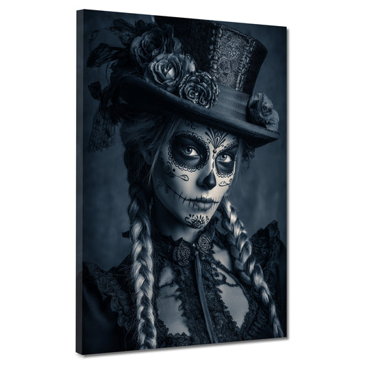 La Catrina ritratto dark con trucco teschio quadro