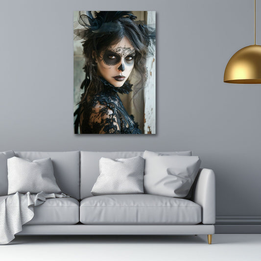 La Catrina ritratto scuro elegante dai toni caldi quadro
