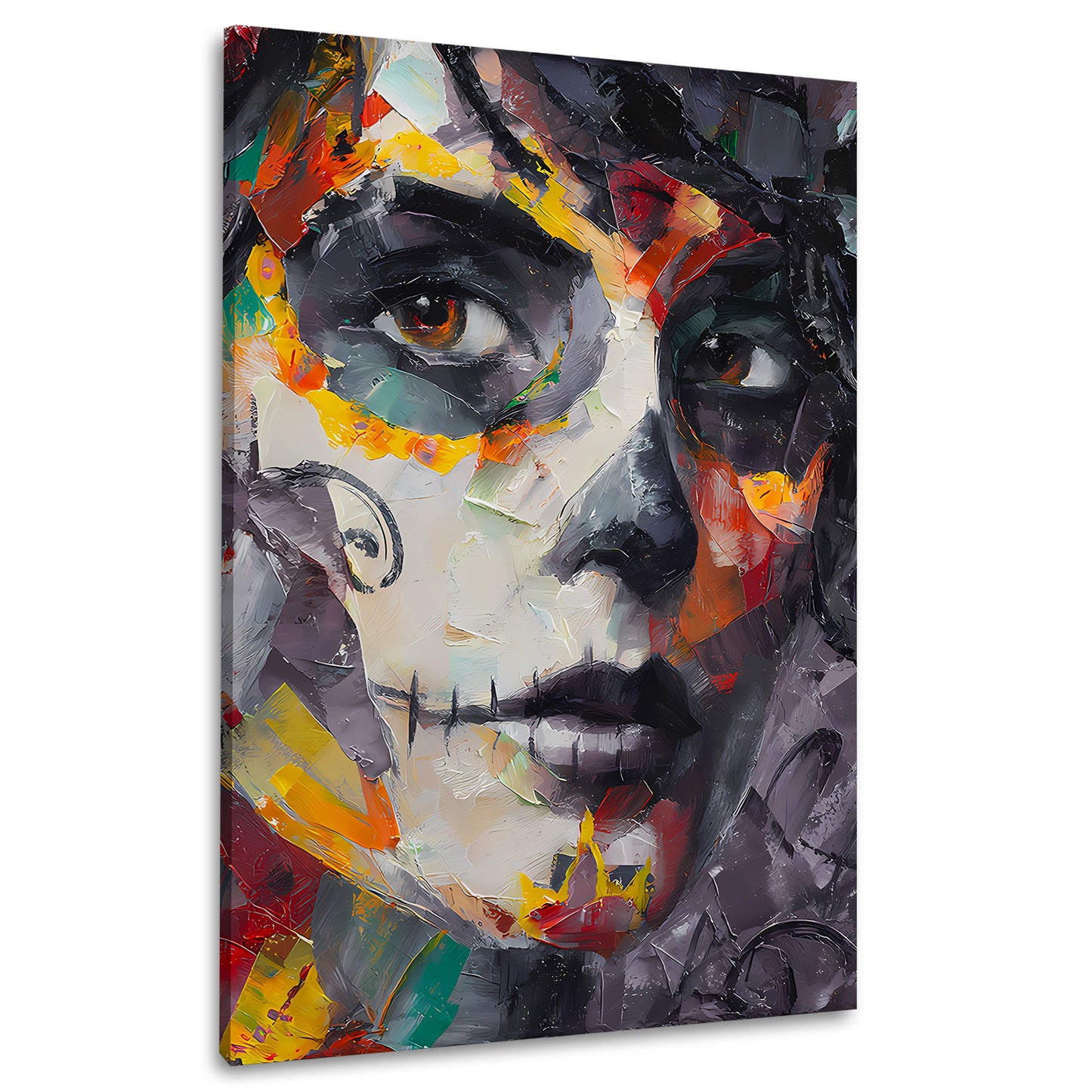 La Catrina ritratto viso colorato pennellate forti quadro