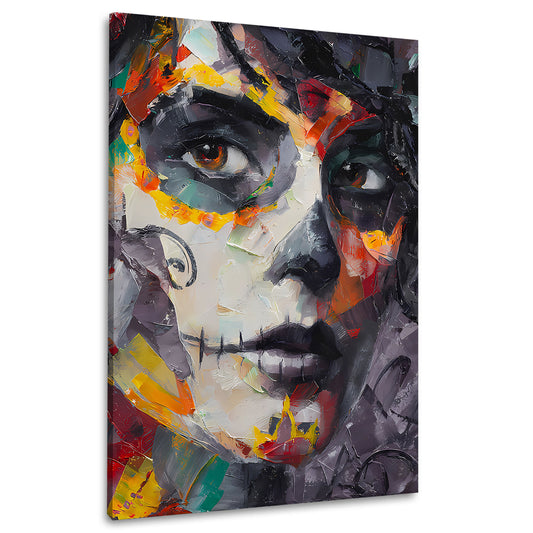 La Catrina ritratto viso colorato pennellate forti quadro