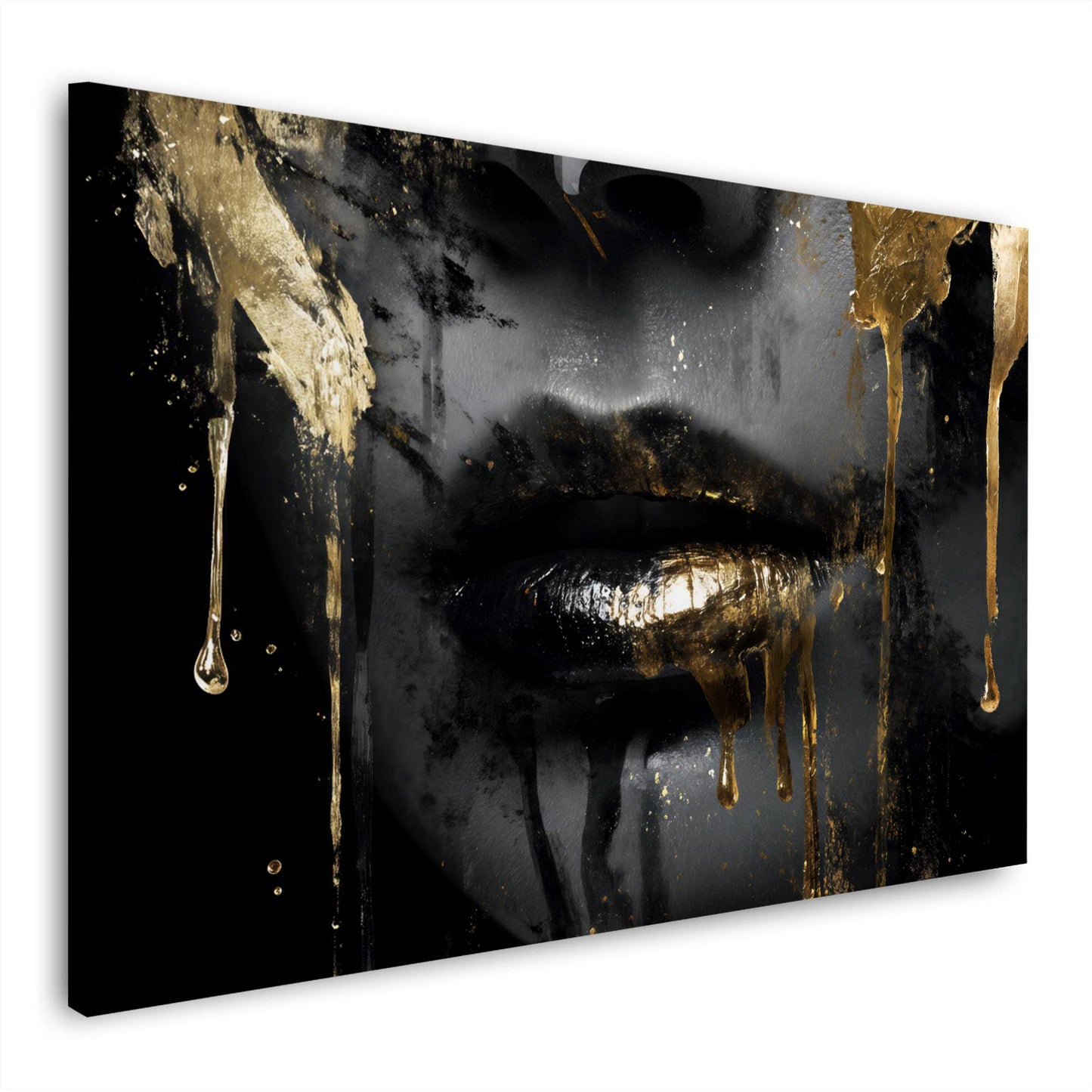 Labbra dorate di donna con fascino sensuale intenso quadro