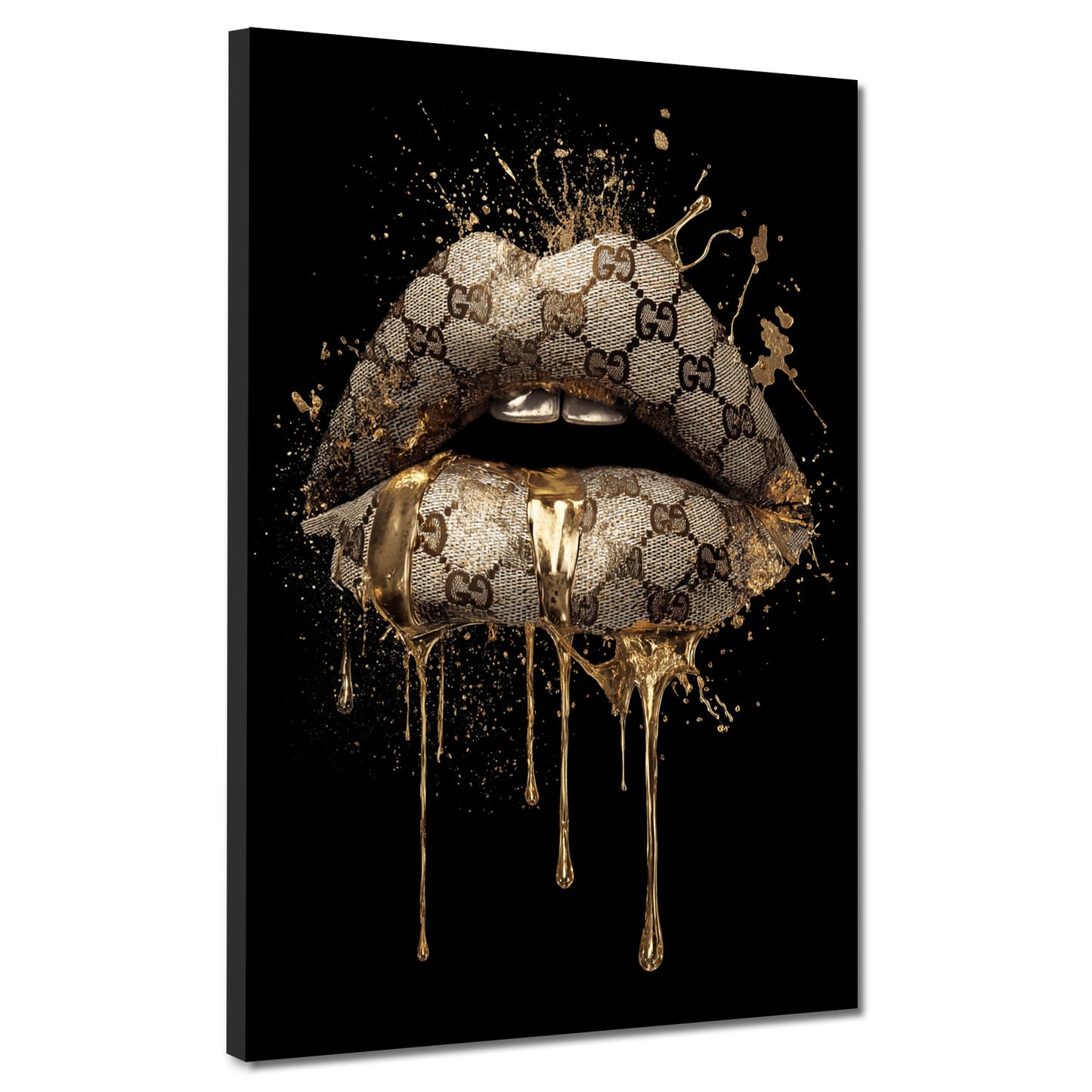 Labbra dorate lusso arte fashion quadro