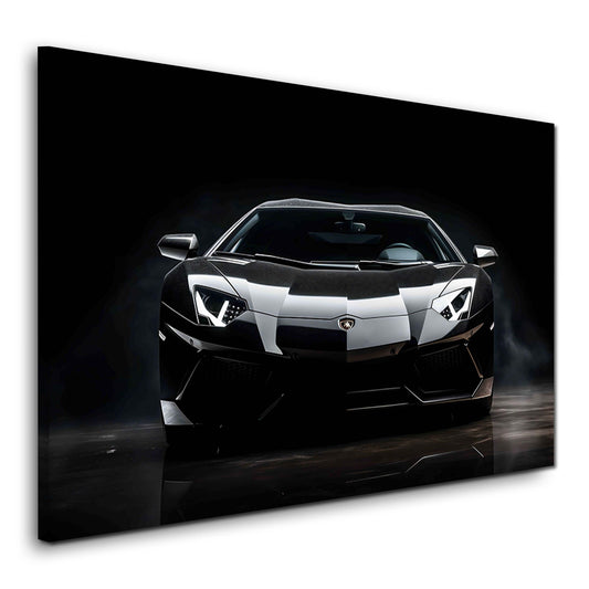 Lamborghini Aventador auto di lusso design frontale nero bianco quadro