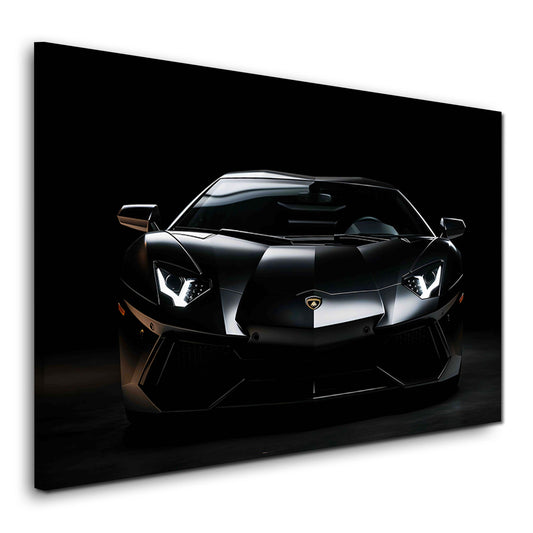 Lamborghini aventador nero supercar vista frontale lusso auto quadro