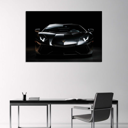 Lamborghini aventador nero supercar vista frontale lusso auto quadro