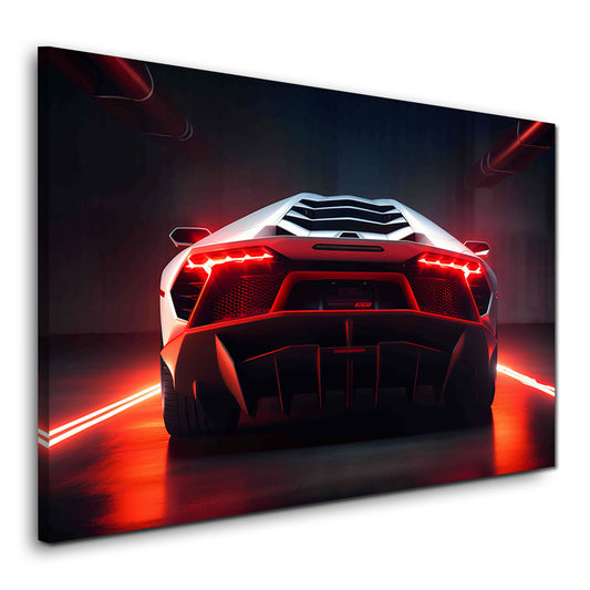 Lamborghini Aventador vista luci led rosse neon supercar quadro