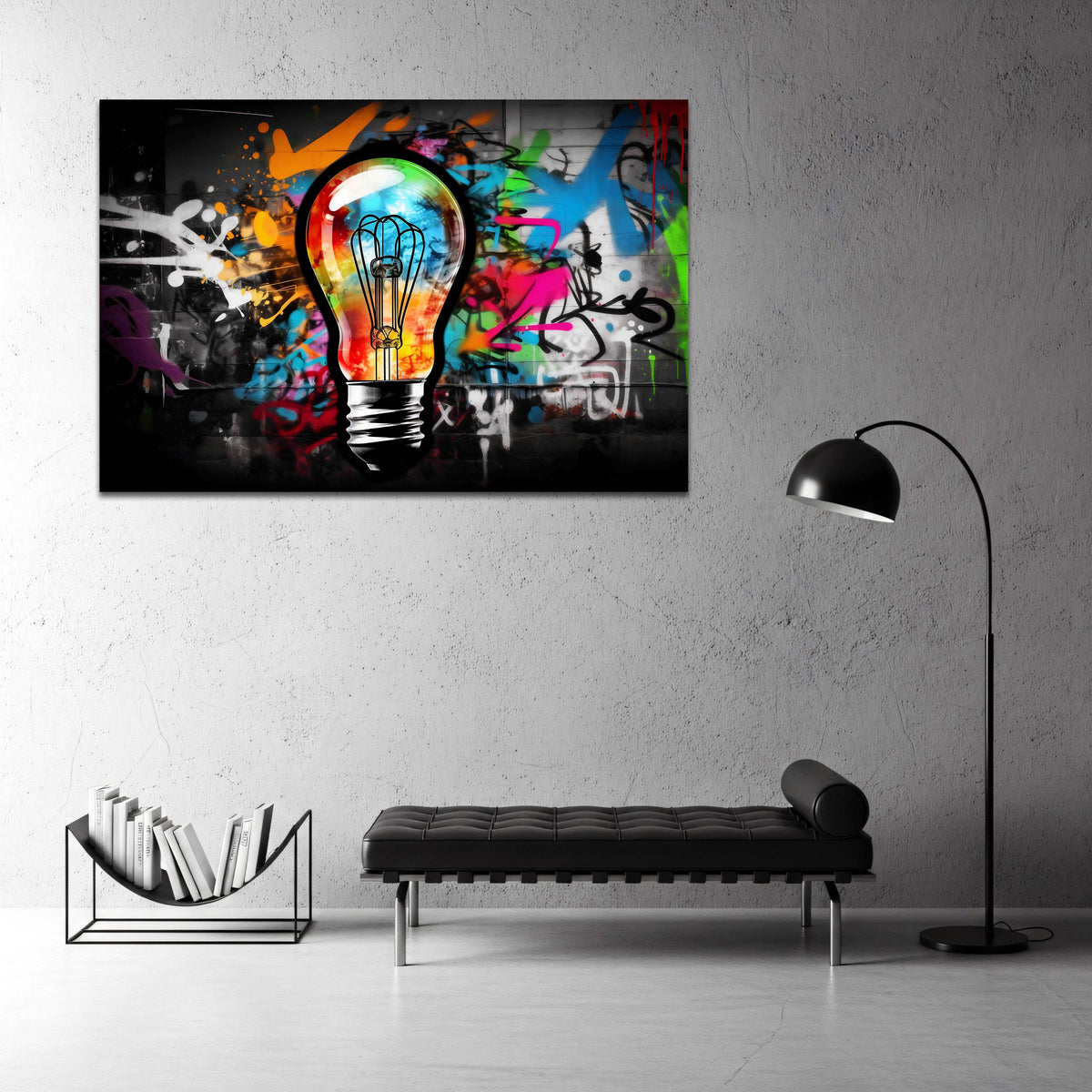 Lampadina con motivo graffiti, Pop Art, Street Art quadro