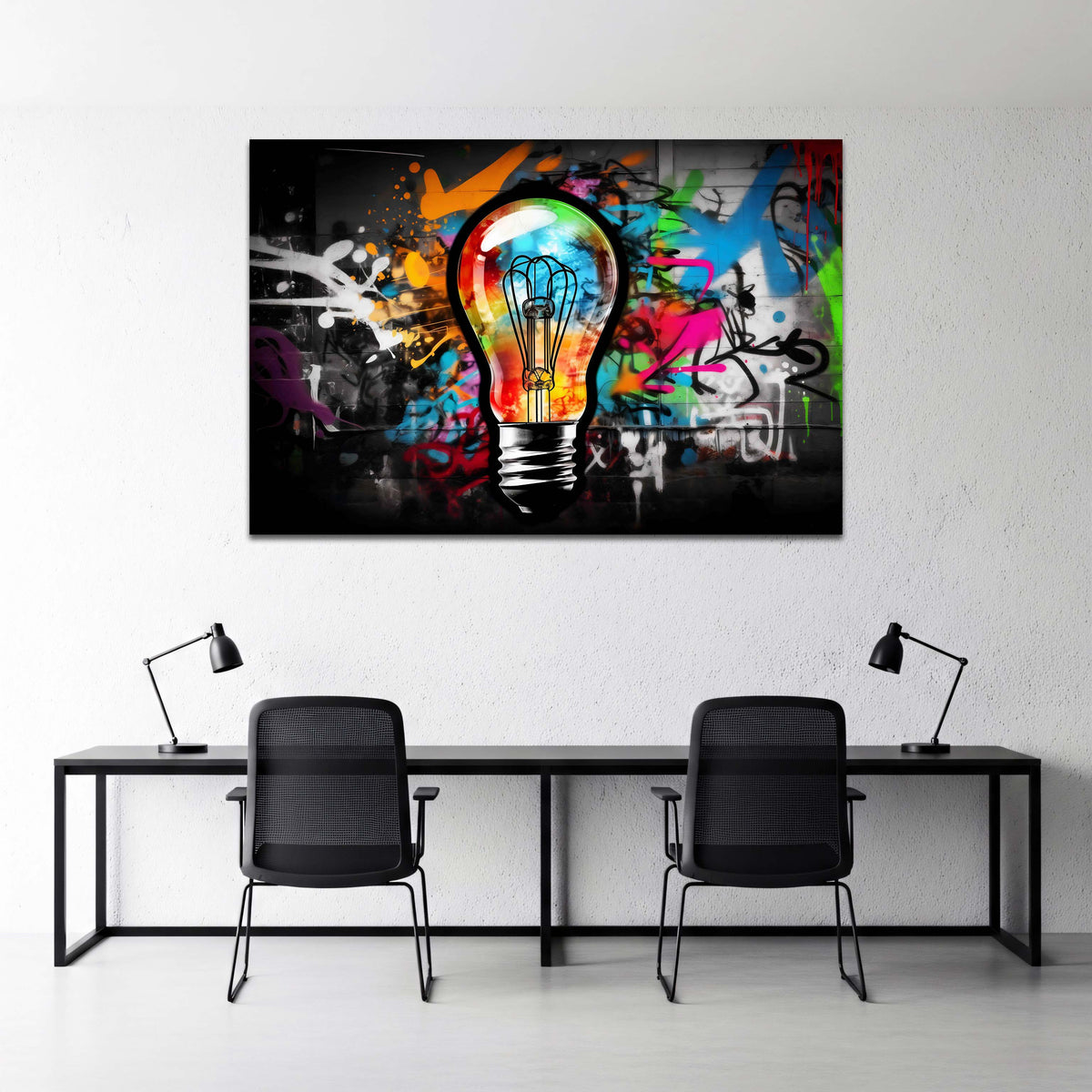Lampadina con motivo graffiti, Pop Art, Street Art quadro