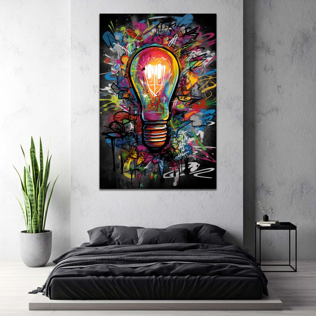 Lampadina in stile Pop Art con graffiti colorati Street Art quadro