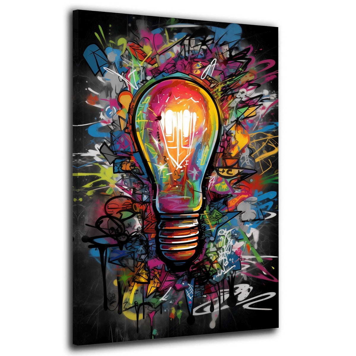 Lampadina in stile Pop Art con graffiti colorati Street Art quadro