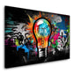 Lampadina in stile Pop Art con motivi colorati street art quadro