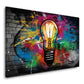 Lampadina in stile Pop Art e Graffiti con macchie di colore quadro