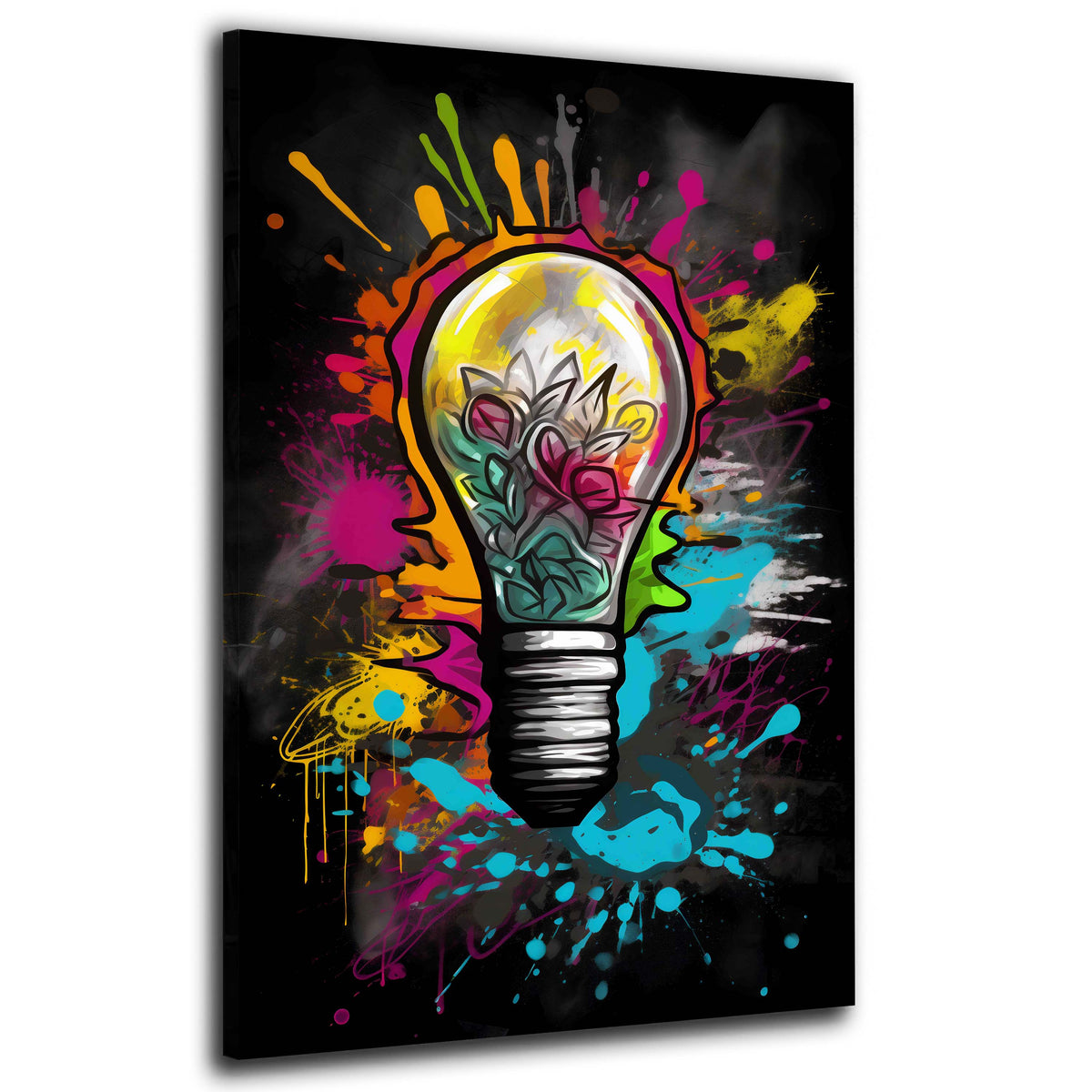 Lampadina in stile Pop Art in creativa opera di Street Art quadro