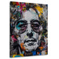 Lennon con occhiali tondi in collage street art colorato quadro