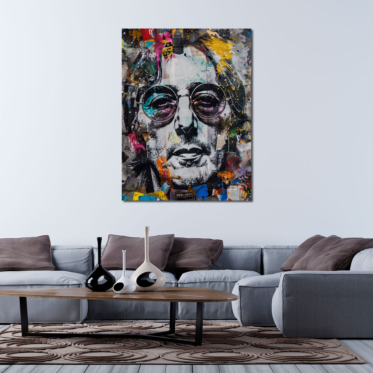 Quadro Lennon street art ambientato