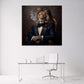 Leone elegante in smoking con sigaro ritratto di lusso quadro