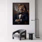 Leone in abito con sigaro ritratto lusso quadro